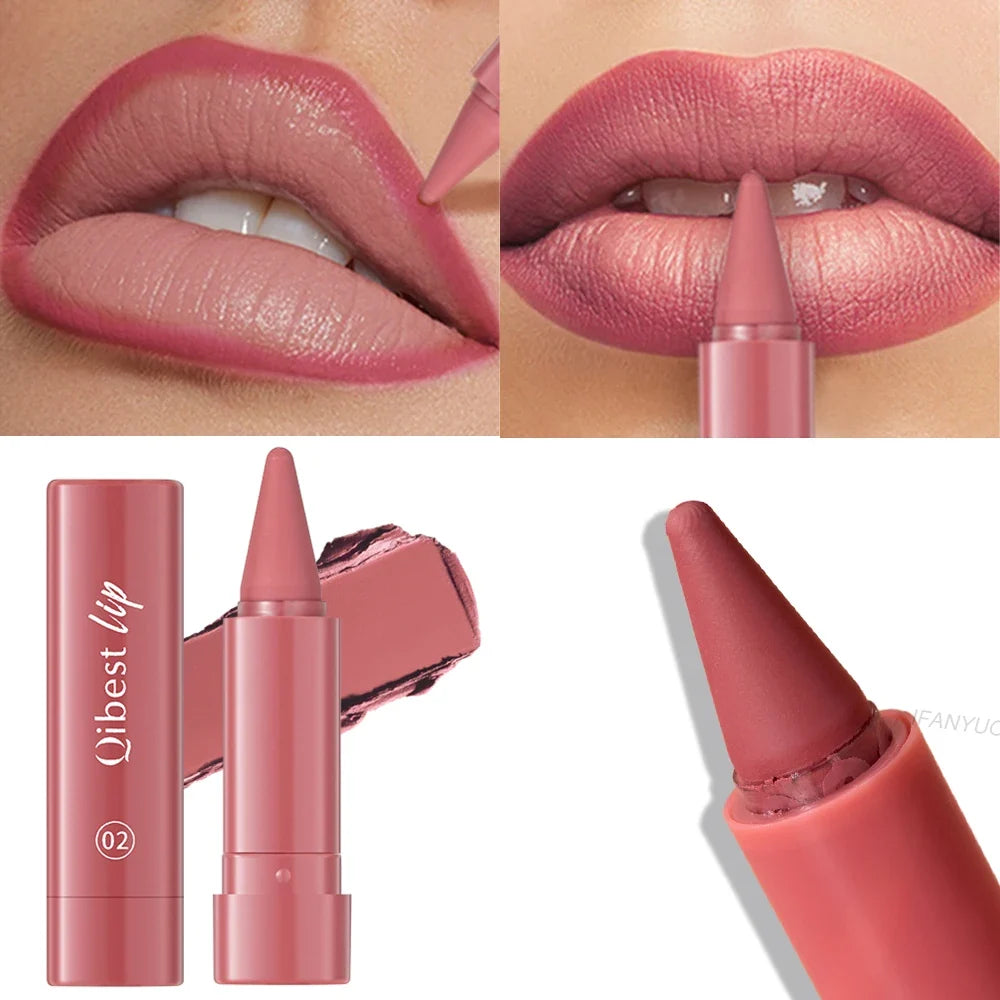Twist Up Lip Liner Lipstick Pen Multipurpose Powder Blusher Velvet Matte Waterproof Lip Contour Non Stick Cup Lip Rouge Makeup