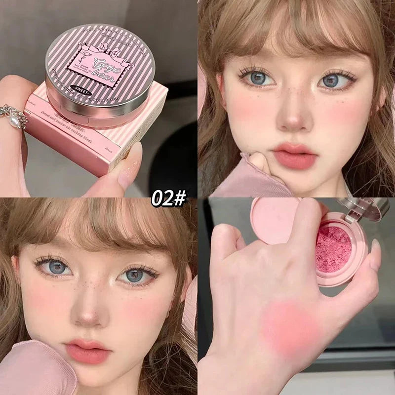 Cute Liquid Blusher Air Cushion Nude Natural Face Brighten Apricot Peach Tint Blush Shading Rouge Rubor Korean Makeup Cosmetics