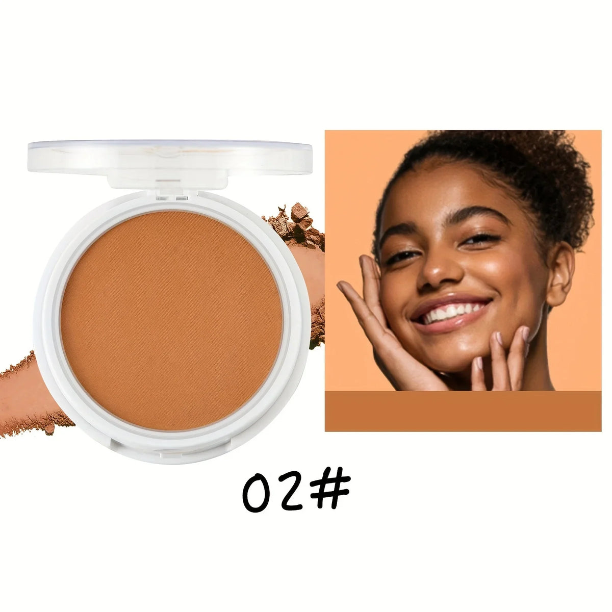 Wheat Bronzing Powder for Dark Skin, Matte Finish, Sweatproof & Oil Dark Foundation Concealer, Powder Puff And Mirror