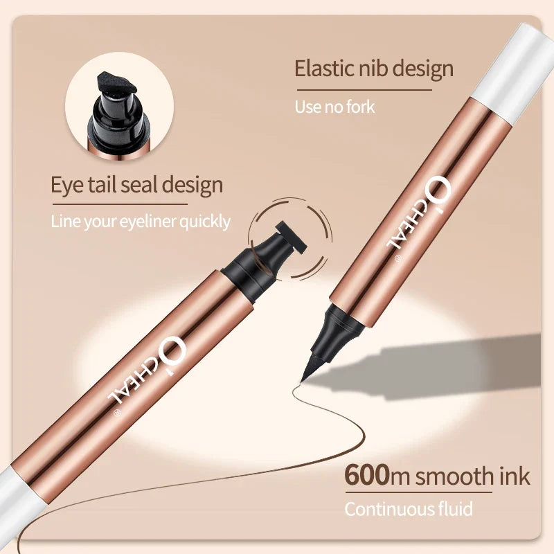 O'CHEAL Eyeliner Stamp Black Liquid Eyeliner Pen Waterproof Fast Dry Dual Head Eye Liner Pencil Make-up for Women Cosmetics Tool