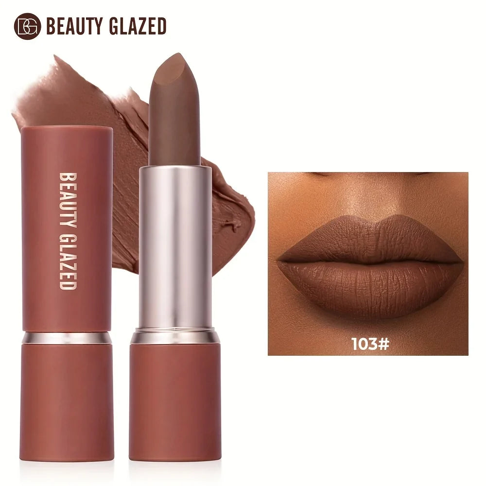 Barely Matte Cocoa Lipstick Creamy Texture Nourishing Care Long Lasting Waterproof All Skin Types Brown Hue Matte Lipstick