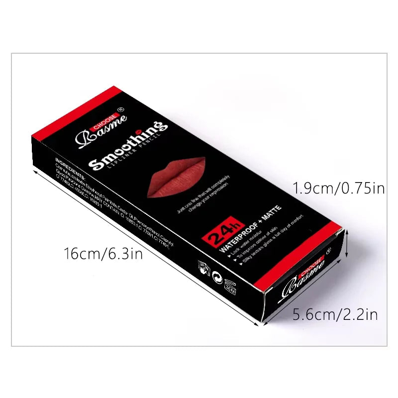12 Colors Lip Liner Pen Set Professional Lip Liner Pencil Fashion Black Rod Non-stick Cup Easy To Color Lipstick Pen Makeup
