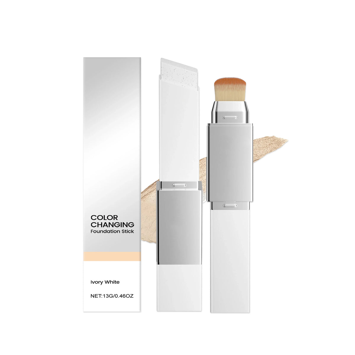 2-in-1 Color-Changing Foundation Make-Up Stick Liquid Double Head with Brush Lightweight Brightening Matte Liquid Base Cosmetics