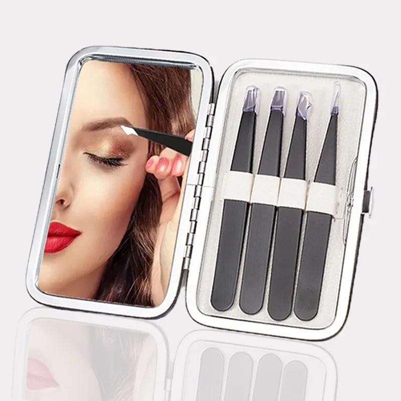 Makeup Mirror With Tweezer Kit, Compact Travel Set for Eyebrow Shaping For Handheld, Tabletop, Wall Use, Portable Mirror Set For