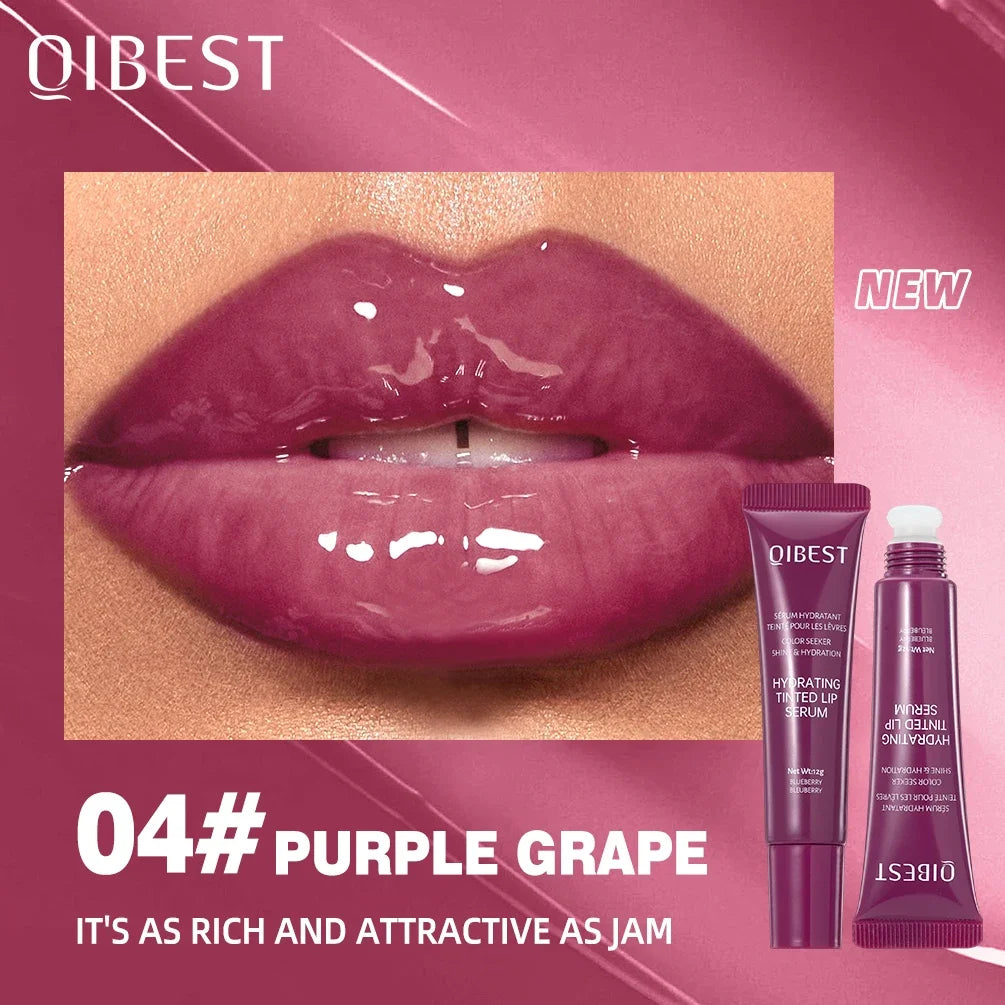 QIBEST Watery Crystal Clear Jelly Lip Oil Lip Balm Moisturizing Smoothing Lip Lines Jelly Pout Lip Gloss Glass Tinted Lip Glaze