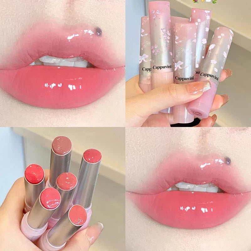 Flowery dish language lip gloss mirror lip glaze beep lip water light lasting makeup not easy to dip cup makeup