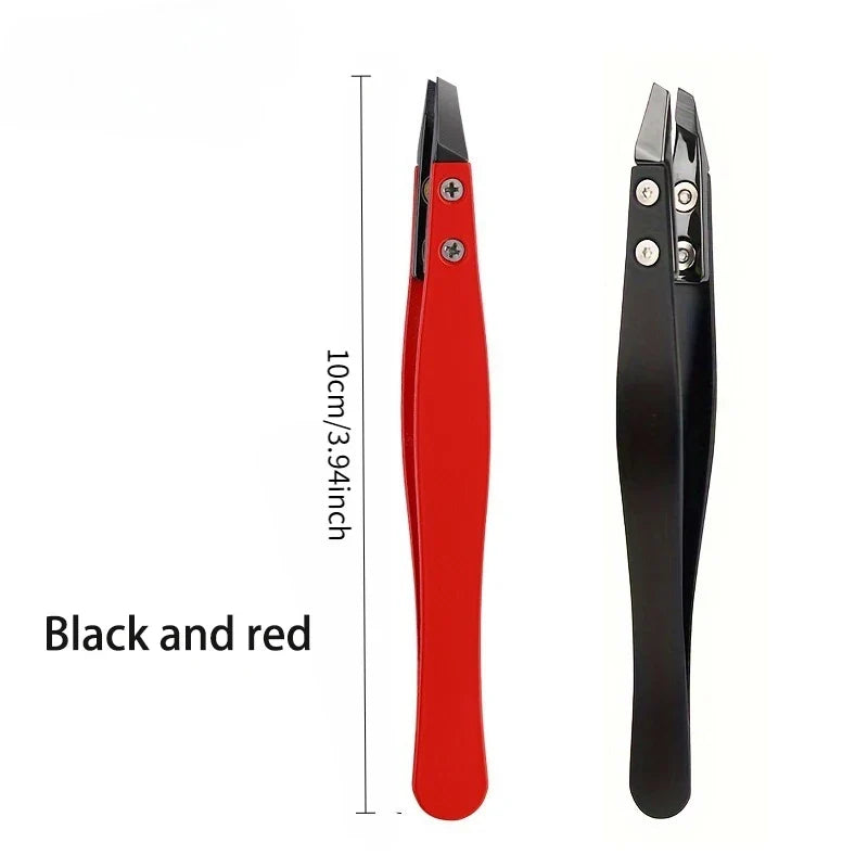 Zirconia Ceramic Pointed Tweezers Stainless Steel Tweezers with Slanted Tips Edges Eyebrows Beards Hair Eyelash Tweezers