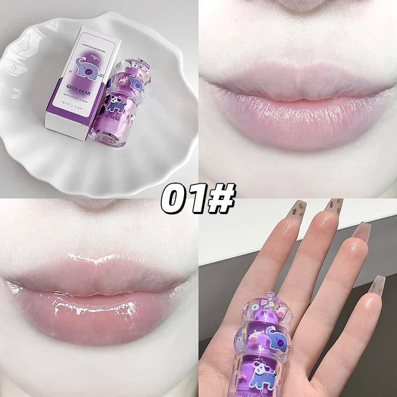 Gege Bear Fruit-Flavored Lip Balm Hydrating Cute Keychain Pendant Lipstick Long Lasting Moisturizing Reduce Lip Lines&Lip Base