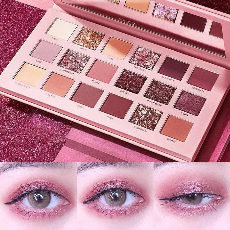 18-Color Eyeshadow Palette - Matte & Shimmer Cocoa Pigments
