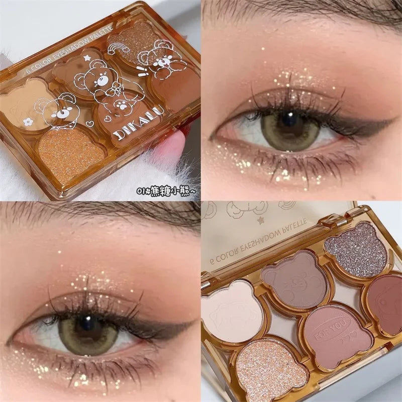 6 Colors Matte Eyeshadow Palette Fine Shimmering Pearlescent Smoky Gray Red Black Eye Shadow Wine Red Eye Makeup Wholesale