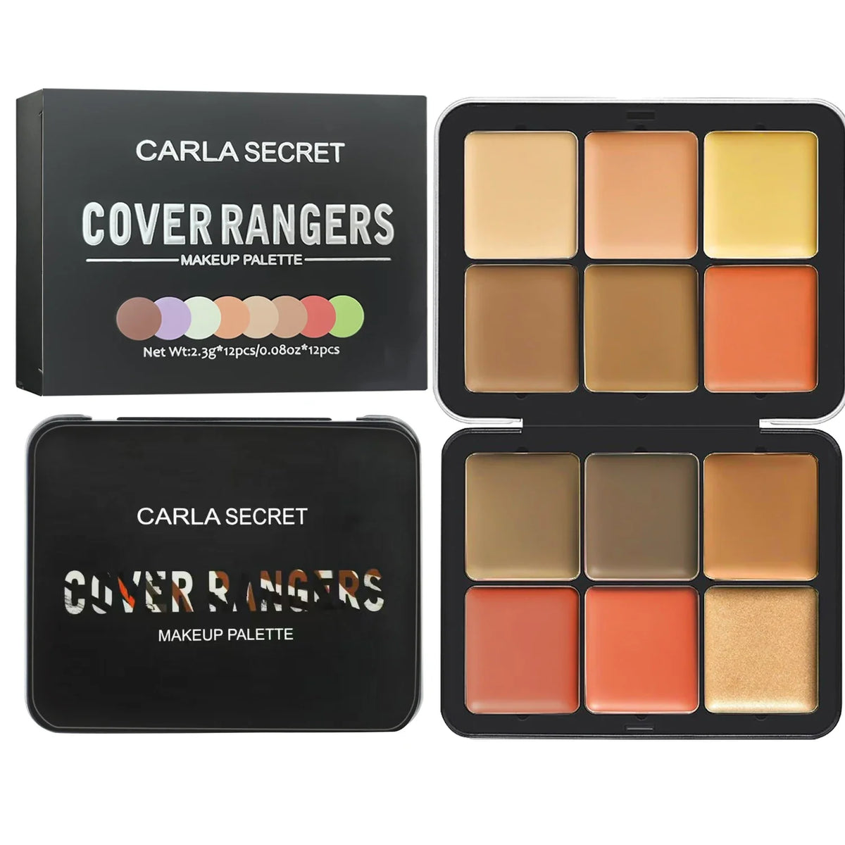 12-Color Concealer Blush & Contour Palette - Matte Cream All-in-One