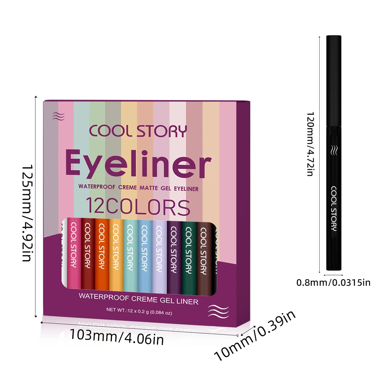 COOL STORY 12 Colors Matte Eyeliner Gel Pencil Set Creamy Eyeshadow Stick Silky Smooth Waterproof Sweat Body Paint Pencil