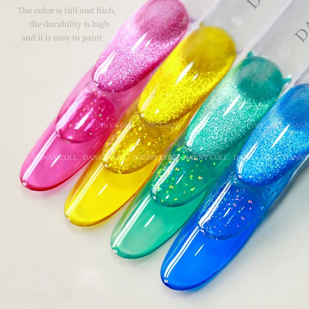 Translucent Glaze Colors Gel Nail Polish Set Varnish Lacquer Jelly Clear Gel Nail Art Gemstone LED&UV Syrup Gel Polish Kit 15ml