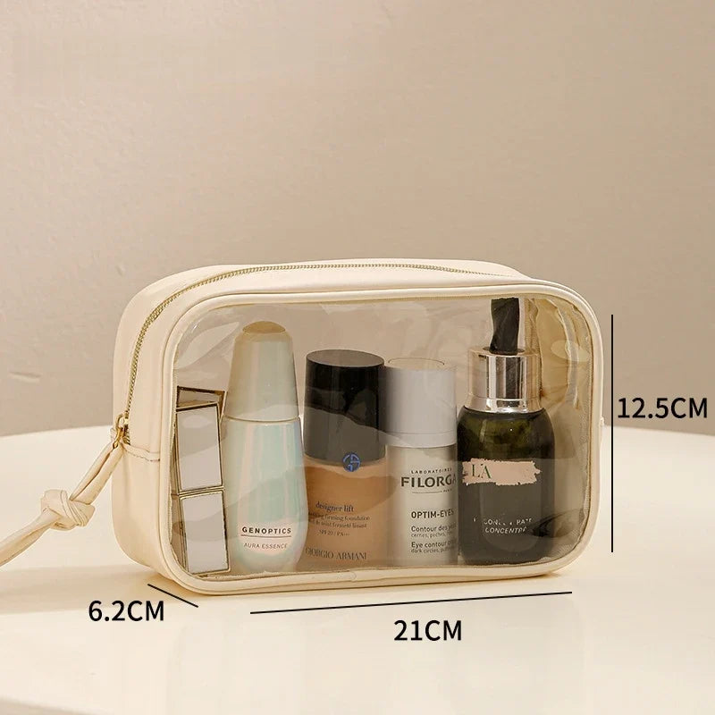 New Fashion Travel Portable Transparent Handheld Makeup Storage Bag Multi purpose Increased Capacity PVC Waterproof Toilet Bag