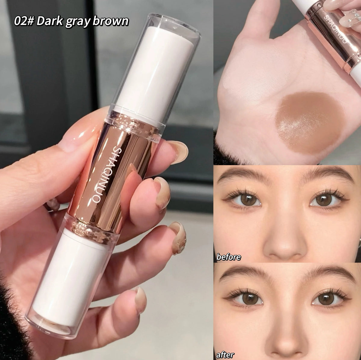 SHAQINUO 2 in 1 Dual Head Highlighter for Face & Body Contour and Highlighter Stick for Face and Body