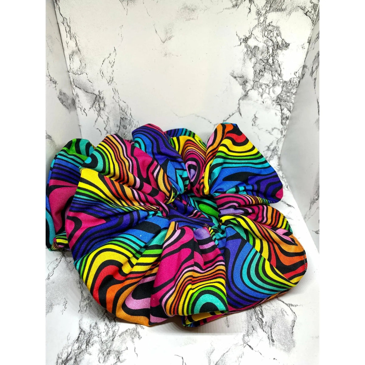 Black Rainbow Swirl Scrunchie