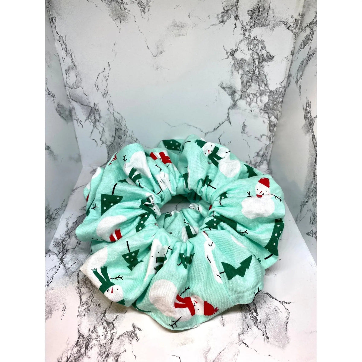 Snowman and Trees Christmas Scrunchie