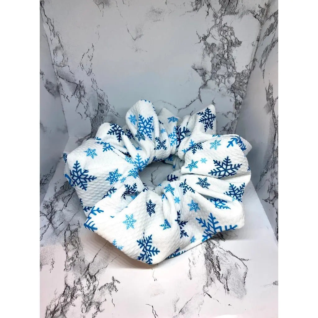 Blue Snowflake Bullet Christmas Scrunchie