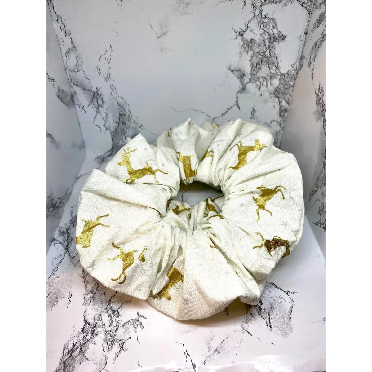 Gold Reindeer Christmas Scrunchie