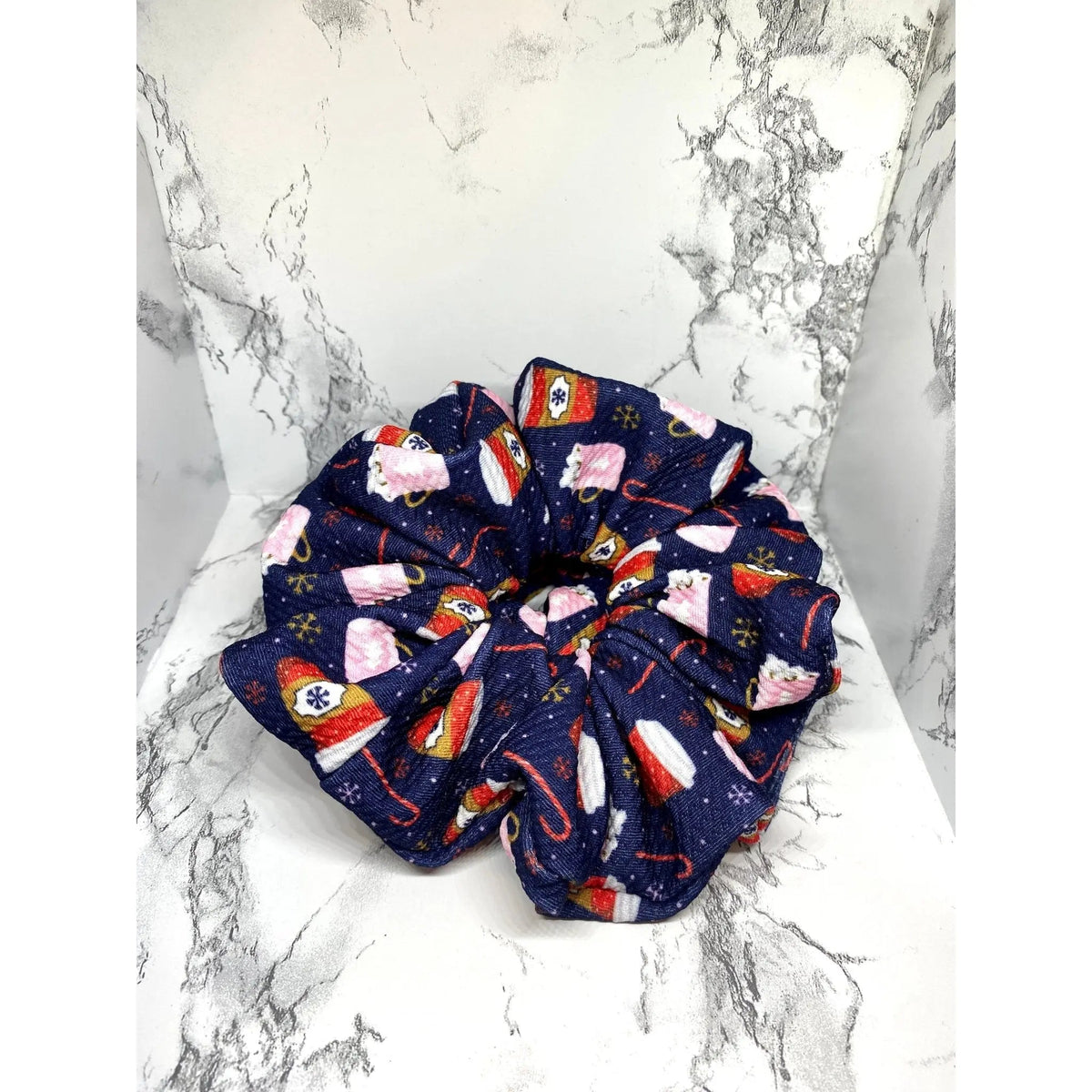 Blue Hot Chocolate Christmas Bullet Scrunchie