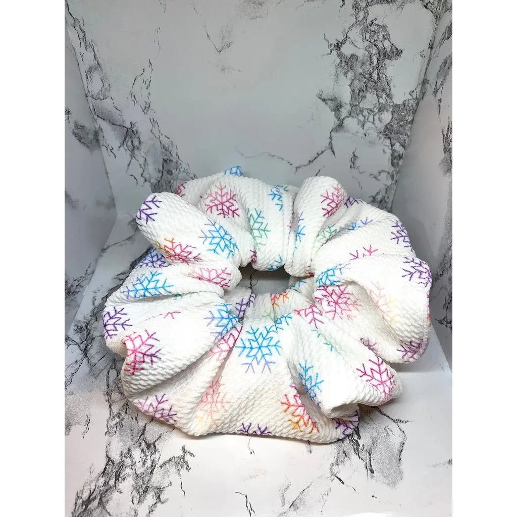 Rainbow Snowflake Bullet Christmas Scrunchie