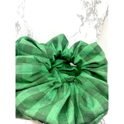 Green Plaid Christmas Scrunchie