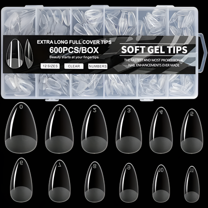GEL-X CLEAR SOFT GEL TIP 600PCS - MEDIUM ALMOND