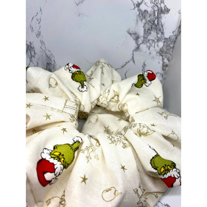 Gold Grinch Christmas Scrunchie