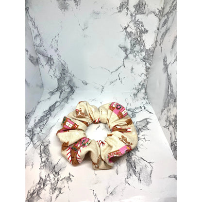 Mini Beige Gingerbread Christmas Scrunchie