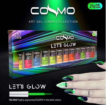 COSMO LET'S GLOW GEL ART DESIGN (12-COLOR/SET)