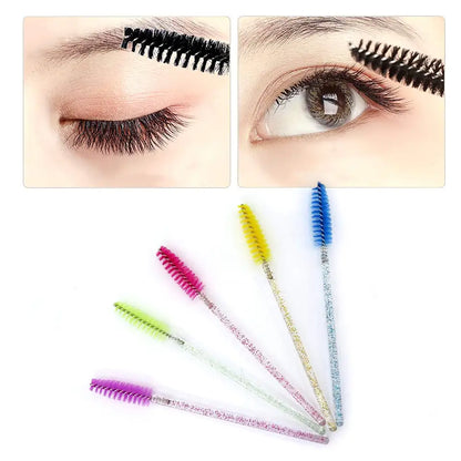 100 pcs Multicolor Crystal Handle Disposable Eyelash Brush Mascara Wands Applicator Eyelash Extensions Makeup Tools | Eye Care