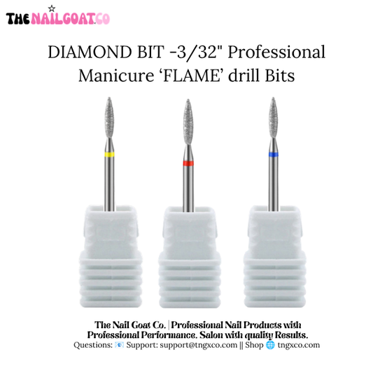 TheNailGoatCo Diamond Flame Cuticle Bit-Professional Nail Drill Bits(3/32" Shank)
