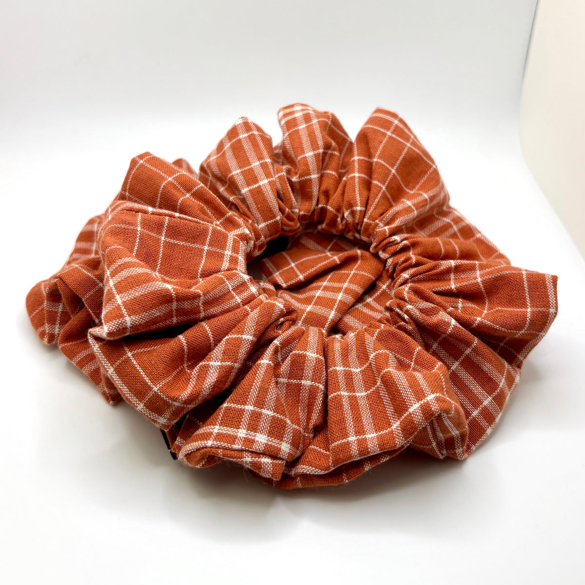 Rustic Orange Fall Plaid Scrunchie