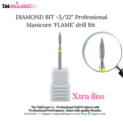 TheNailGoatCo Diamond Flame Cuticle Bit-Professional Nail Drill Bits(3/32" Shank)