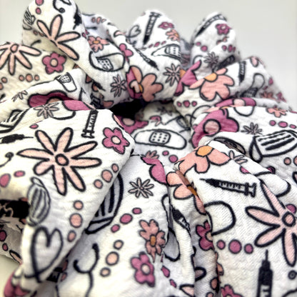 Floral Nurse Healthcare Bullet Scrunchie