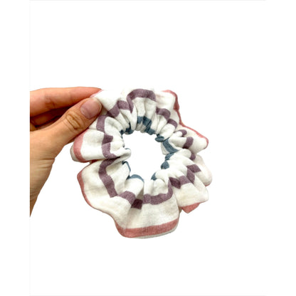 Mini Rainbow White Striped Scrunchie