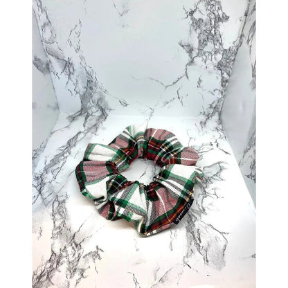 Mini Red, Green, and White Plaid Christmas Scrunchie