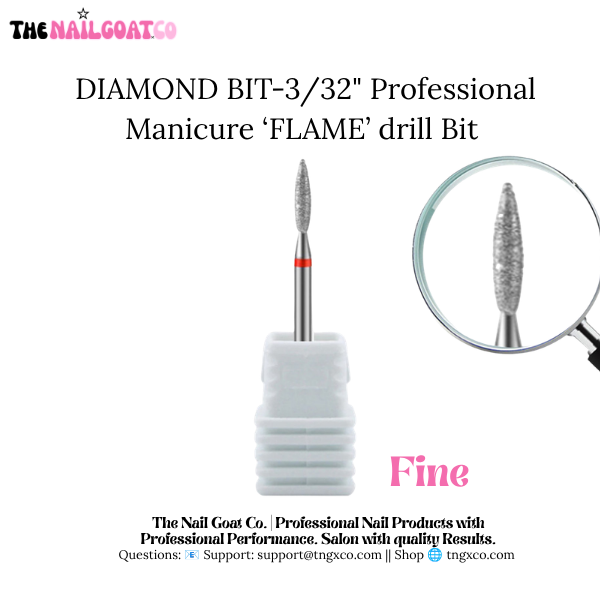 TheNailGoatCo Diamond Flame Cuticle Bit-Professional Nail Drill Bits(3/32" Shank)