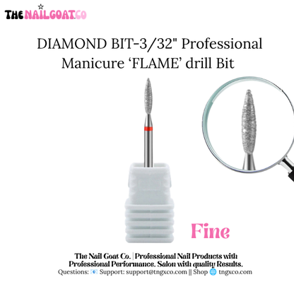 TheNailGoatCo Diamond Flame Cuticle Bit-Professional Nail Drill Bits(3/32" Shank)