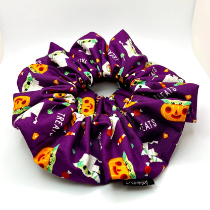 Purple Baby Yoda Halloween Scrunchie