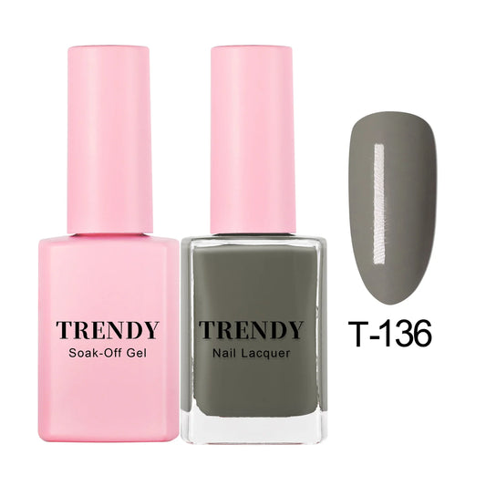 T-136 GRAY CHARCOAL | TRENDY DUO GEL & LACQUER
