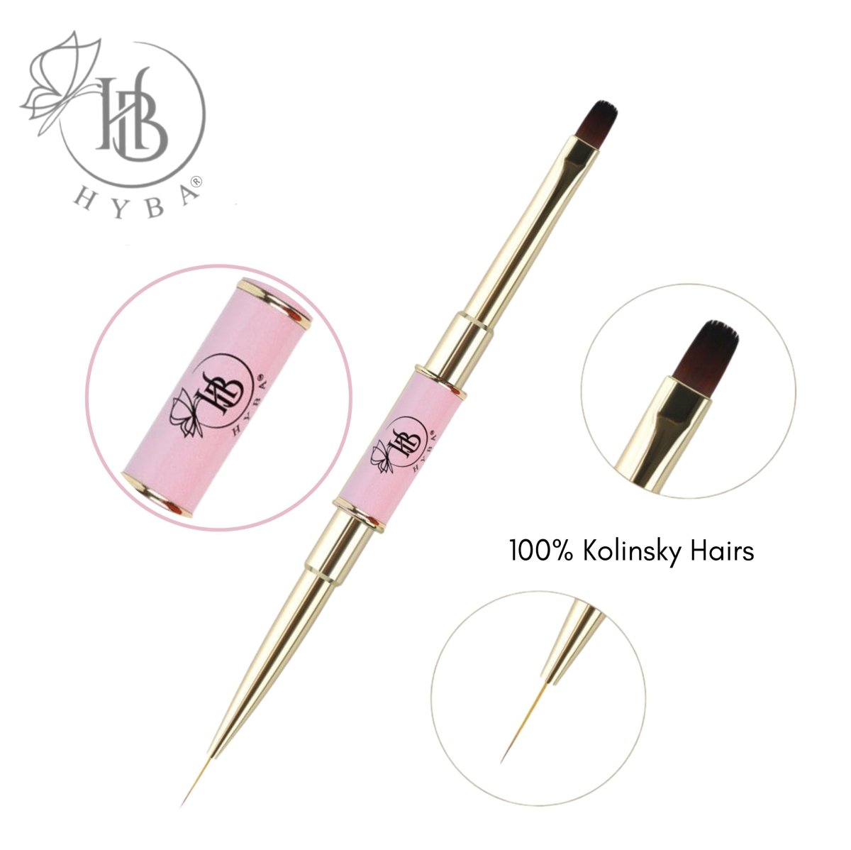 BUILDER GEL Application Square Dual Brush and Liner (PINK) #14