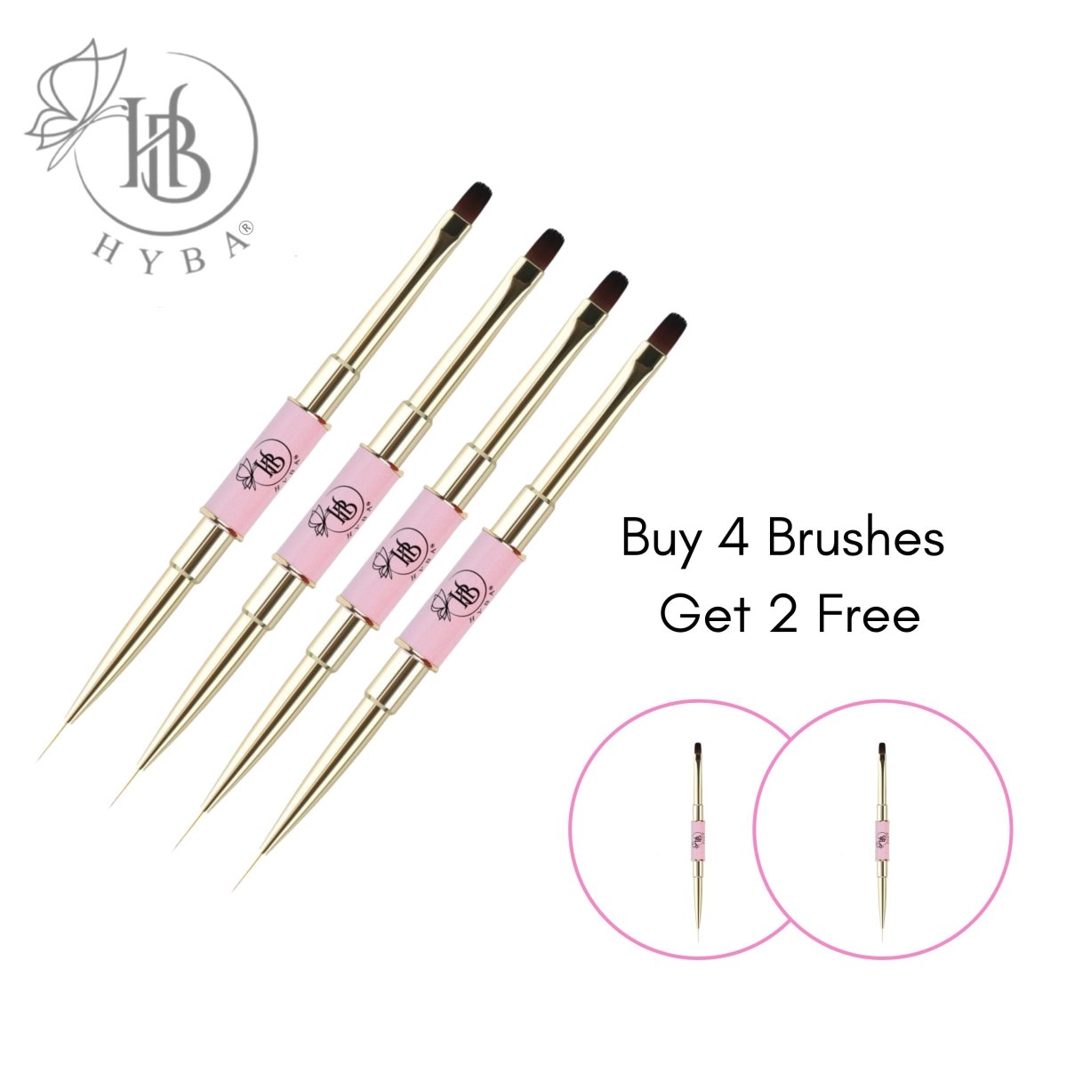 BUILDER GEL Application Square Dual Brush and Liner (PINK) #14