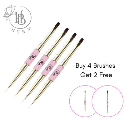BUILDER GEL Application Square Dual Brush and Liner (PINK) #14