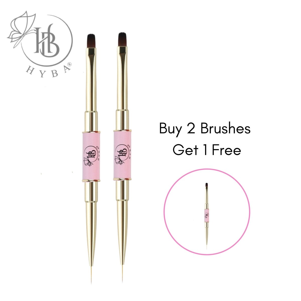 BUILDER GEL Application Square Dual Brush and Liner (PINK) #14
