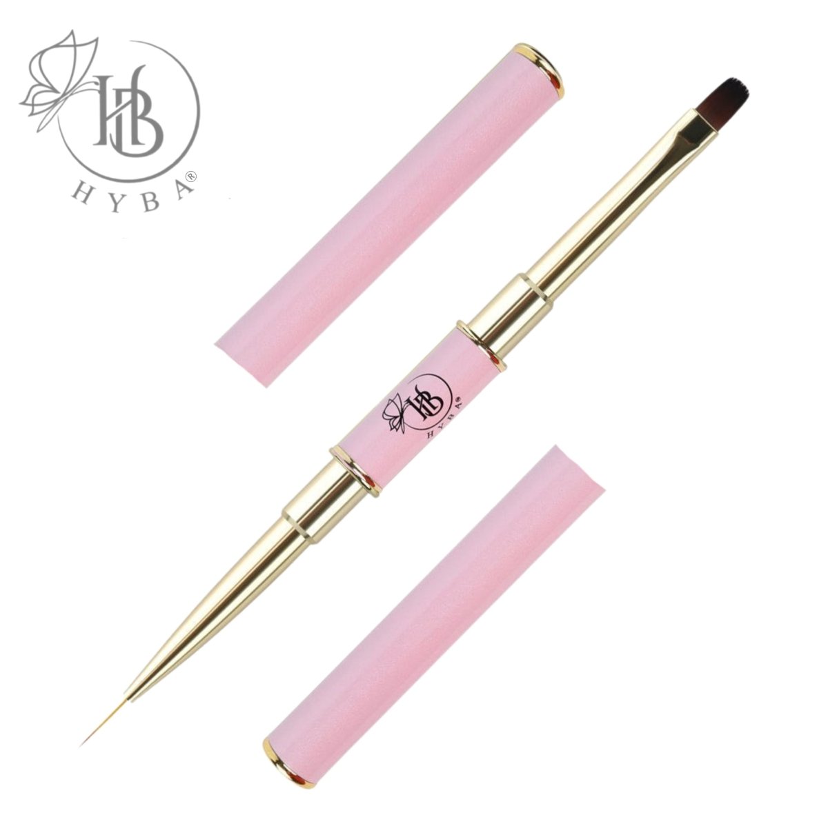 BUILDER GEL Application Square Dual Brush and Liner (PINK) #14