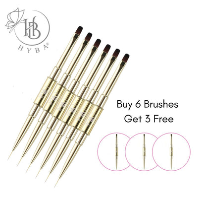 BUILDER GEL- Square Dual Brush and Liner (GOLD) #16