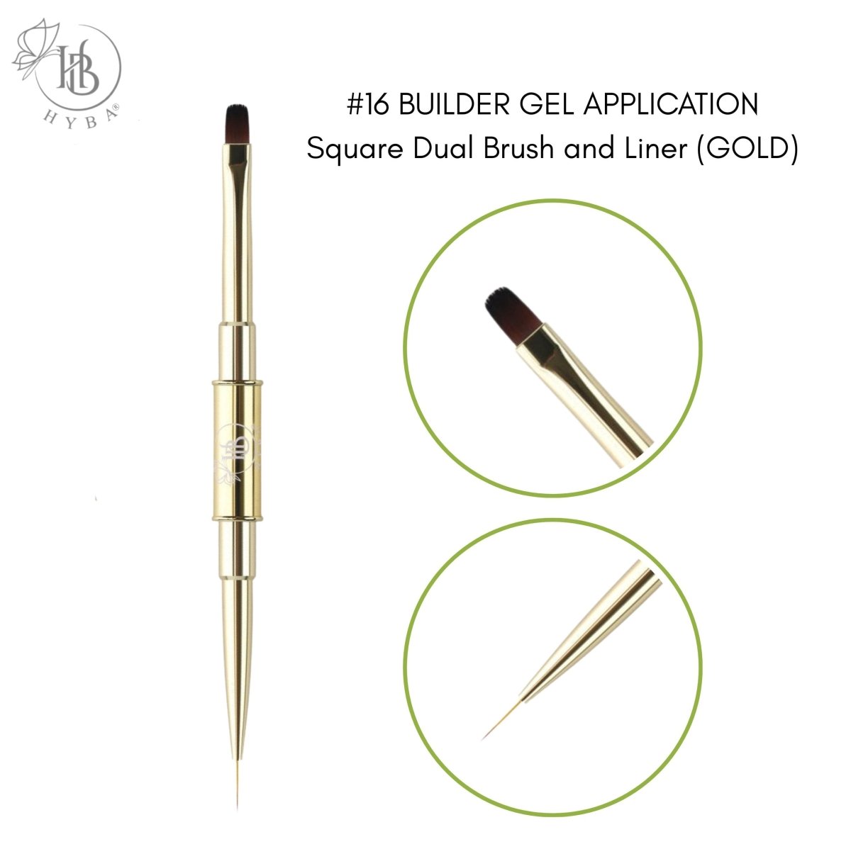 BUILDER GEL- Square Dual Brush and Liner (GOLD) #16