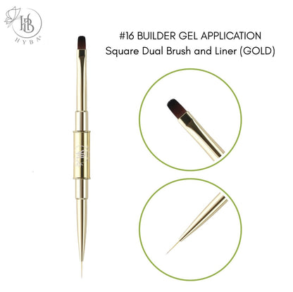 BUILDER GEL- Square Dual Brush and Liner (GOLD) #16