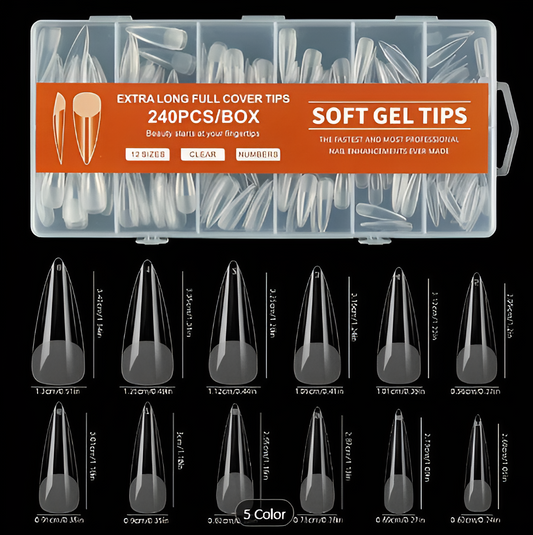 GEL-X CLEAR SOFT GEL TIP 240PCS - LONG STILETTO